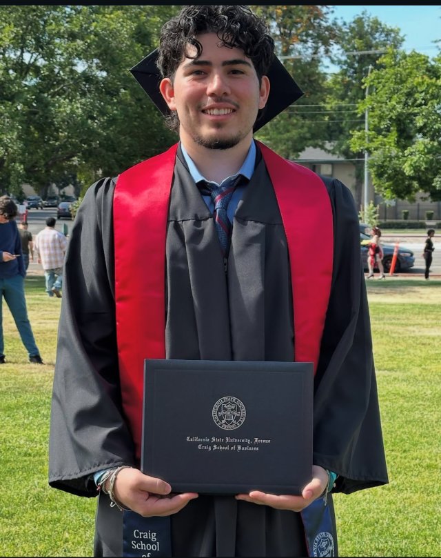 Donovan Nunez, founder of The House of Ledgers, at his Fresno State graduation